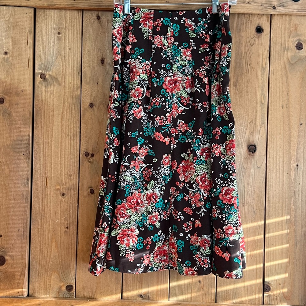 Requirements Black Floral A-Line Skirt